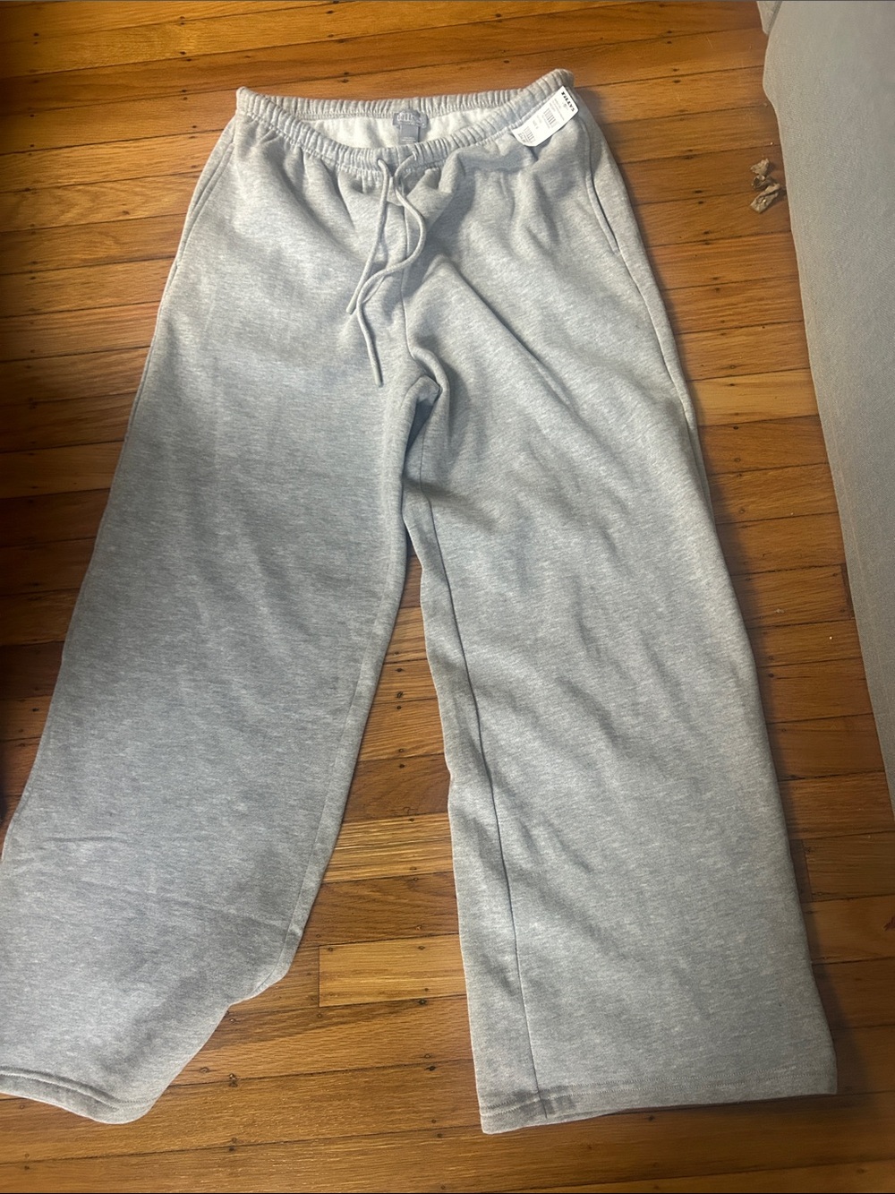 Tilly's Light Gray Wide-Leg Drawstring Joggers